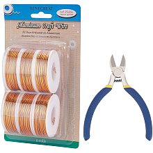 BENECREAT 6 Rolls 17 Gauge Aluminum Craft Wire 96m/315 Feet Copper Jewelry Beading Wire with 1PCS Side Cutting Plier for Jewelry Making Craft