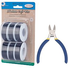 BENECREAT 6 Rolls 17 Gauge Aluminum Craft Wire with 1PCS Side Cutting Plier, 315 Feet Jewelry Beading Wire Bendable Metal Wire for Jewelry Making Craft, Black