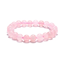 Honeyhandy Natural Rose Quartz Beaded Stretch Bracelets, Round, 2 inch(5.2cm), Bead: 8mm