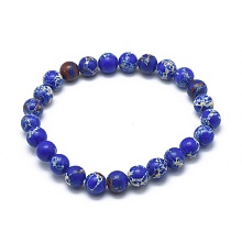 Honeyhandy Synthetic Regalite Bead Stretch Bracelets, Round, Dyed, Blue, 2 inch~2-3/8 inch(5~6cm), Bead: 5.8~6.8mm