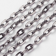 Honeyhandy Iron Cable Chains, Unwelded, with Spool, Flat Oval, Cadmium Free & Lead Free, Gunmetal, 7x4x1mm, about 164.04 Feet(50m)/roll