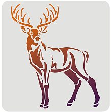 FINGERINSPIRE Deer Drawing Painting Stencils Templates (11.8x11.8inch) Plastic Elk Stencils Decoration Square Moose Stencil for Painting on Wood, Floor, Wall, Fabric