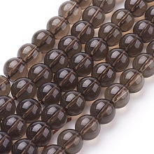 Honeyhandy Natural Smoky Quartz Beads Strands, Round, 4mm, Hole: 1mm, about 47pcs/strand, 7.5 inch