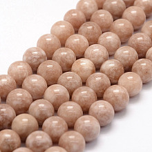 Honeyhandy Natural White Jade Beads Strands, Imitation Sunstone, Dyed, Round, Coral, 6mm, Hole: 1mm, about 62pcs/strand, 14.5 inch