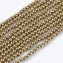 Honeyhandy Non-Magnetic Synthetic Hematite Beads Strands, Round, Gold, 2mm, Hole: 1mm, about 223pcs/strand, 15.7 inch