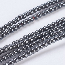 Honeyhandy Non-Magnetic Synthetic Hematite Beads, Round, Black, 2mm, Hole: 0.6mm, about 191pcs/strand