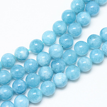 Honeyhandy Natural Blue Quartz Beads Strands, Imitation Amazonite Color, Round, Dyed, 8~9mm, Hole: 1mm, about 45~47pcs/strand, 14.57~14.96 inch(37~38cm)