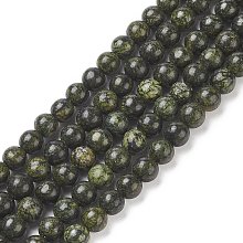 Honeyhandy Natural Serpentine/Green Lace Stone Beads Strands, Round, 6mm, Hole: 1mm, about 60~62pcs/strand, 15.35 inch