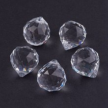 NBEADS 65 Pcs Glass Pendants, Crystal Suncatcher, Ball-Shaped, White, 20mm in Diameter, 23mm Thick Hole:2mm