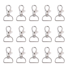 Honeyhandy Iron Swivel D Rings Lobster Claw Clasps, Swivel Snap Hook, for Webbing Bags Straps, Platinum, 38x24x6mm