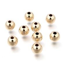 Honeyhandy Yellow Gold Filled Beads, 1/20 14K Gold Filled, Round, 6mm, Hole: 2mm