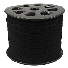 Honeyhandy Faux Suede Cords, Faux Suede Lace, Black, 5x1.5mm, 100yards/roll(300 feet/roll)