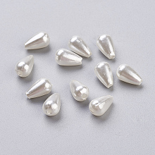 Honeyhandy ABS Plastic Imitation Pearl, teardrop, White, 10x6mm, Hole: 1mm