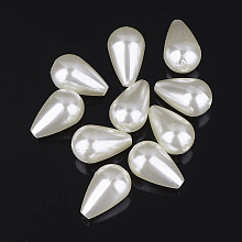 Honeyhandy ABS Plastic Imitation Pearl, teardrop, Creamy White, 16x10mm, Hole: 1mm, about 600pcs/pound