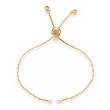 Honeyhandy Rack Plating Adjustable Brass Slider Bracelet Making, with Cubic Zirconia, Long-Lasting Plated, Real 18K Gold Plated, Single Chain Length: about 11.8~12.2cm