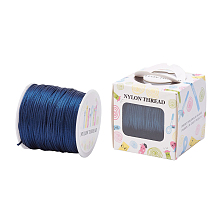 Honeyhandy Nylon Thread, Rattail Satin Cord, Prussian Blue, 1.0mm, about 76.55 yards(70m)/roll