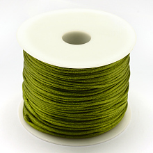 Honeyhandy Nylon Thread, Rattail Satin Cord, Olive Drab, 1.5mm, about 100yards/roll(300 feet/roll)