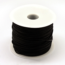 Honeyhandy Nylon Thread, Rattail Satin Cord, Black, 1.5mm, about 49.21 yards(45m)/roll