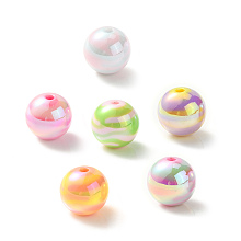 Honeyhandy UV Plating Rainbow Iridescent Acrylic Beads, Round, Mixed Color, 16mm, Hole: 3mm