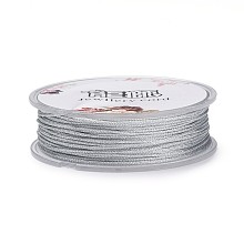 Honeyhandy Polyester Braided Cord, with Metallic Cord, Silver, 1mm, about 32.8 yards(30m)/roll