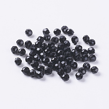 Honeyhandy Opaque Acrylic Beads, Faceted Round, Black, Size:about 6mm in diameter, hole: 2mm, about 4800~4900pcs/500g