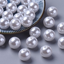 Honeyhandy Imitated Pearl Acrylic Beads, Round, White, 14mm, Hole: 2mm, about 370pcs/500g