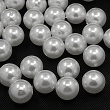 Honeyhandy Imitated Pearl Acrylic Beads, Round, White, 24.5x25mm, Hole: 3mm, about 61pcs/500g