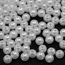 NBEADS 8300pcs/500g Round White Pearl Acrylic Loose Beads, About 5mm in Diameter, Hole: 1mm