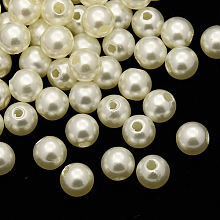 Honeyhandy Imitation Pearl Acrylic Beads, Dyed, Round, Creamy White, 14x13.5mm, Hole: 2.3mm, about 380pcs/pound