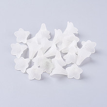 Honeyhandy Flower Acrylic Beads, Frosted, White, about 21mm long, 23mm wide, hole: 1.5mm, about 350pcs/500g