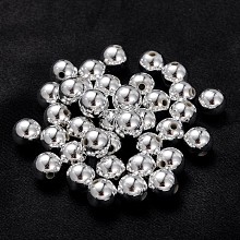 Honeyhandy Carnival Celebrations, Mardi Gras Beads, Plating Acrylic Beads, Round, Silver Color, about 8mm in diameter, hole: 1.5mm, about 2000pcs/500g