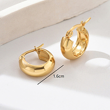 Honeyhandy 304 Stainless Steel Hoop Earrings, Real 18K Gold Plated, 16mm