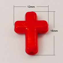 Honeyhandy Opaque Acrylic Beads, Cross, Red, 16x12x4.5mm, about 1230pcs/500g