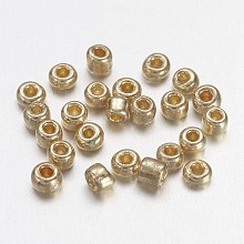 Honeyhandy 12/0 Electroplate Glass Seed Beads, Round Hole Rocailles, Light Gold Plated, 2x2mm, Hole: 0.5mm, 36000pcs/450g