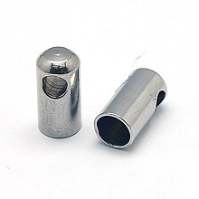 304 Stainless Steel Cord Ends, Tube, 8x4mm, Hole: 2mm