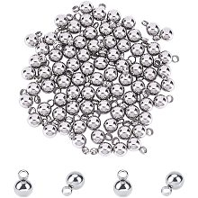 Pandahall Elite 100pcs Stainless Steel Round Pendants Small Ball Charms Silver Tones Pendants DIY for Women Jewelry Bracelet Making 7.5x5mm, Hole: 1.5mm