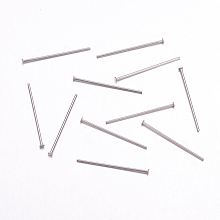 Honeyhandy 304 Stainless Steel Flat Head Pins, Stainless Steel Color, 25x0.7mm, Head: 1.8mm