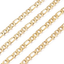 Honeyhandy 304 Stainless Steel Figaro Chains, Unwelded, Golden, 7~10x4.5x1.2mm