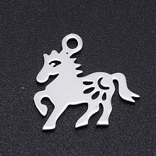 Honeyhandy 201 Stainless Steel Charms, Horse, Hollow, Stainless Steel Color, 14x15x1mm, Hole: 1.5mm