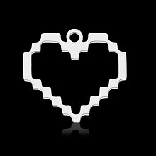 Honeyhandy 201 Stainless Steel Pendants, Heart, Stainless Steel Color, 16x18x1mm, Hole: 1.4mm