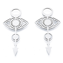 Honeyhandy 201 Stainless Steel Pendants, Eye with Arrow Charm, Stainless Steel Color, 42.5x22x1mm, Hole: 5x7mm