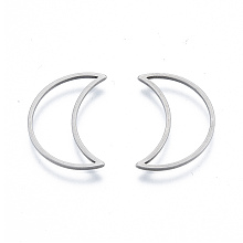 Honeyhandy 201 Stainless Steel Linking Rings, Moon, Stainless Steel Color, 21x14.5x1mm, Inner Diameter: 7x19.5mm