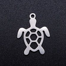 Honeyhandy 201 Stainless Steel Hollow Pendants, Turtle, Stainless Steel Color, 19x14x1mm, Hole: 1.5mm