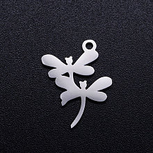 Honeyhandy 201 Stainless Steel Pendants, Dragonfly, Stainless Steel Color, 18x14x1mm, Hole: 1.5mm