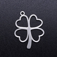 Honeyhandy 201 Stainless Steel Hollow Pendants, Clover, Stainless Steel Color, 23x18x1mm, Hole: 1.5mm