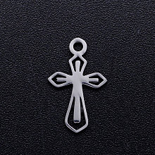 Honeyhandy 201 Stainless Steel Tiny Cross Charms, Stainless Steel Color, 15x9x1mm, Hole: 1.5mm