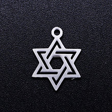 Honeyhandy 201 Stainless Steel Pendants, for Jewish, Star of David, Stainless Steel Color, 16x12x1mm, Hole: 1.5mm