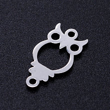 Honeyhandy 201 Stainless Steel Links connectors, Owl, Stainless Steel Color, 16x9x1mm, Hole: 1.2mm