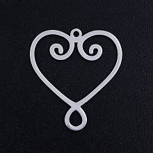 Honeyhandy 201 Stainless Steel Filigree Pendants, Heart, Stainless Steel Color, 24x22x1mm, Hole: 1.4mm