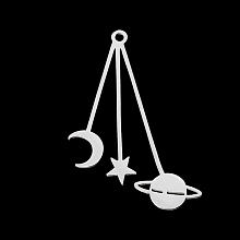 Honeyhandy 201 Stainless Steel Pendants, Laser Cut, Moon, Star & Planet, Stainless Steel Color, 42x31x1mm, Hole: 1.8mm